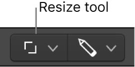 Shows the Resize Tool selected in the tool menu - carat (up and mirror down) rotated left by 45 degrees